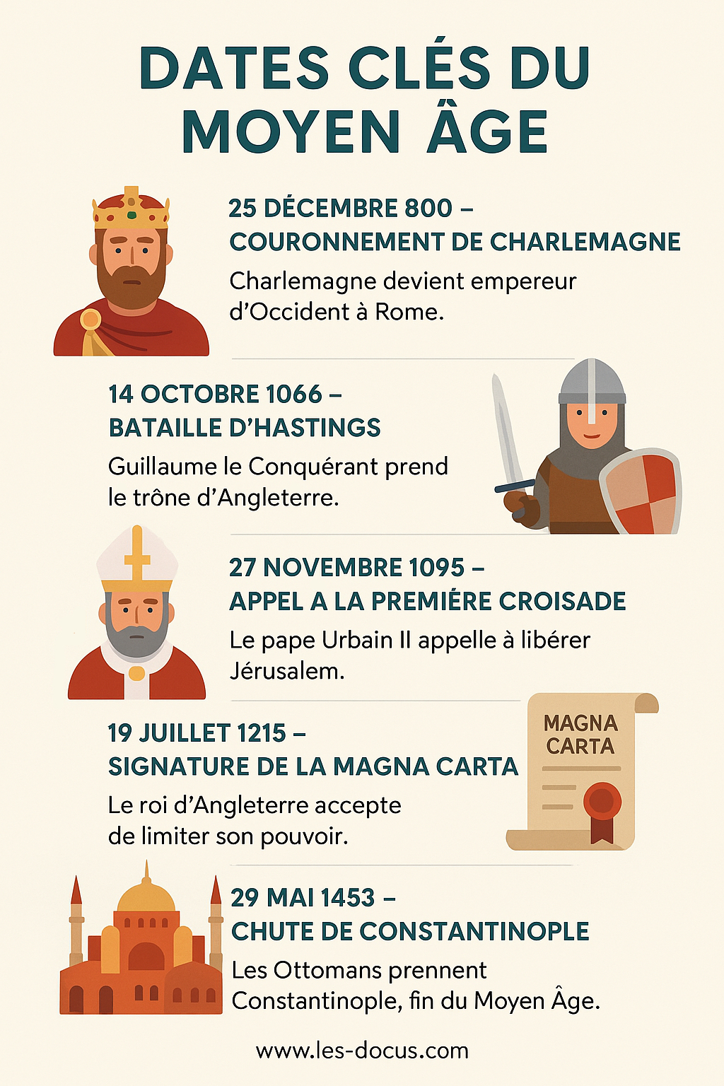 5 dates clés du Moyen Âge