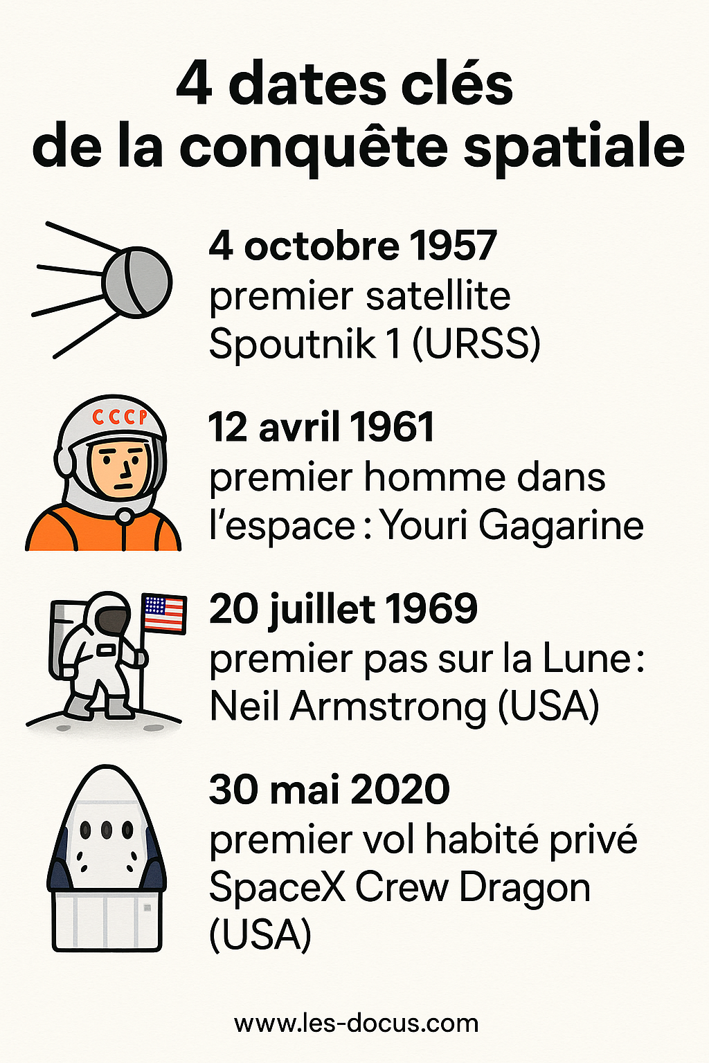 4 dates clés de la conquête spatiale