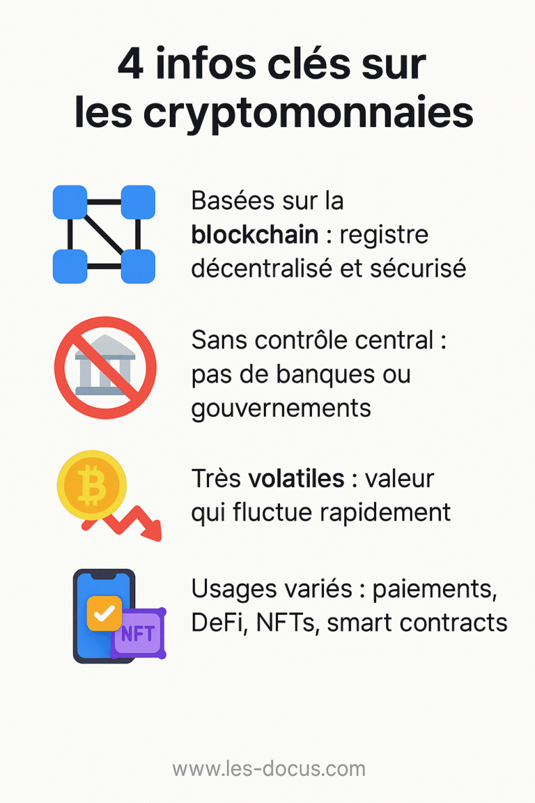 Infographie | 4 infos clés sur les cryptomonnaies