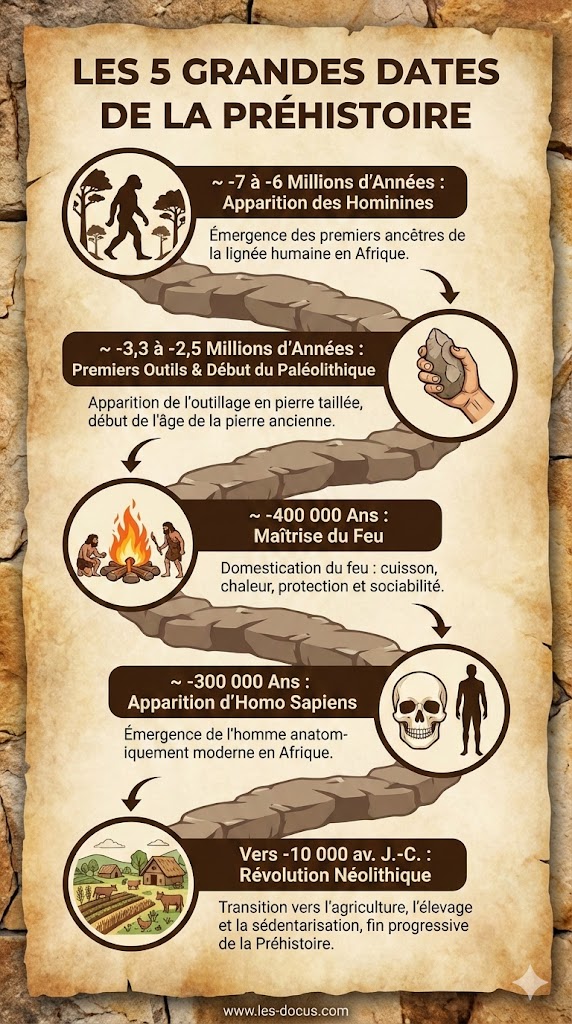 Infographie | Les 5 grandes dates de la préhistoire