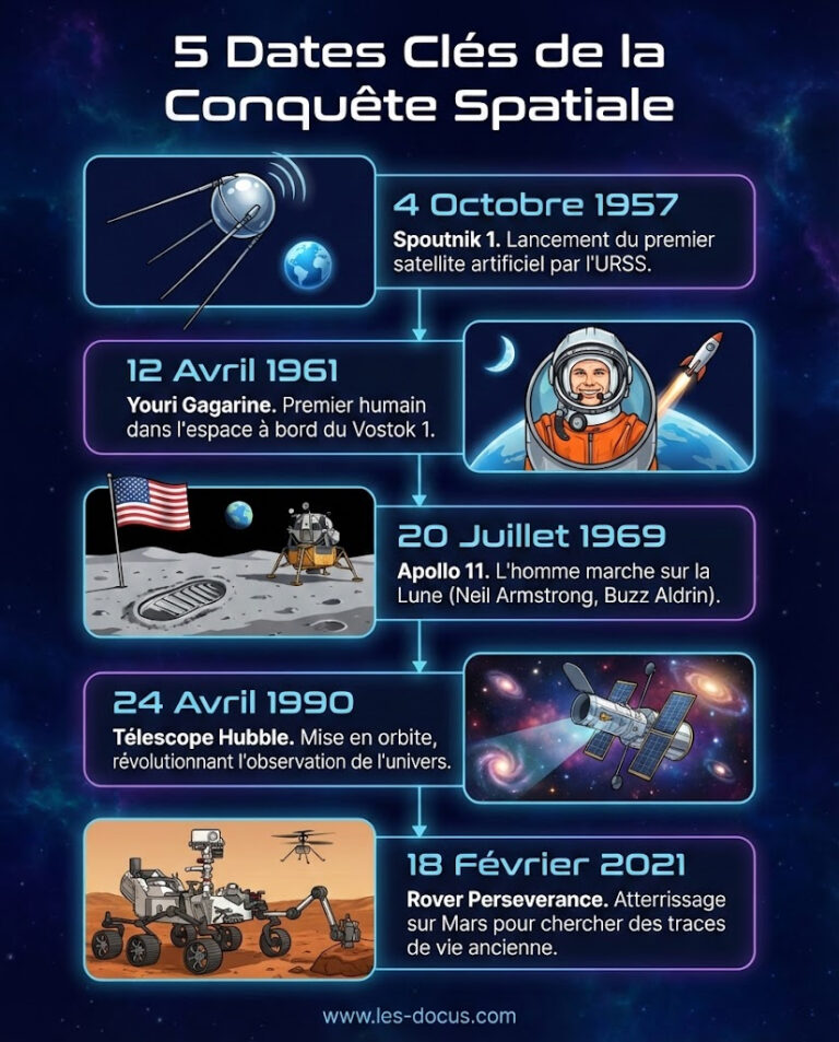 Infographie | 5 dates clés de la conquête spatiale