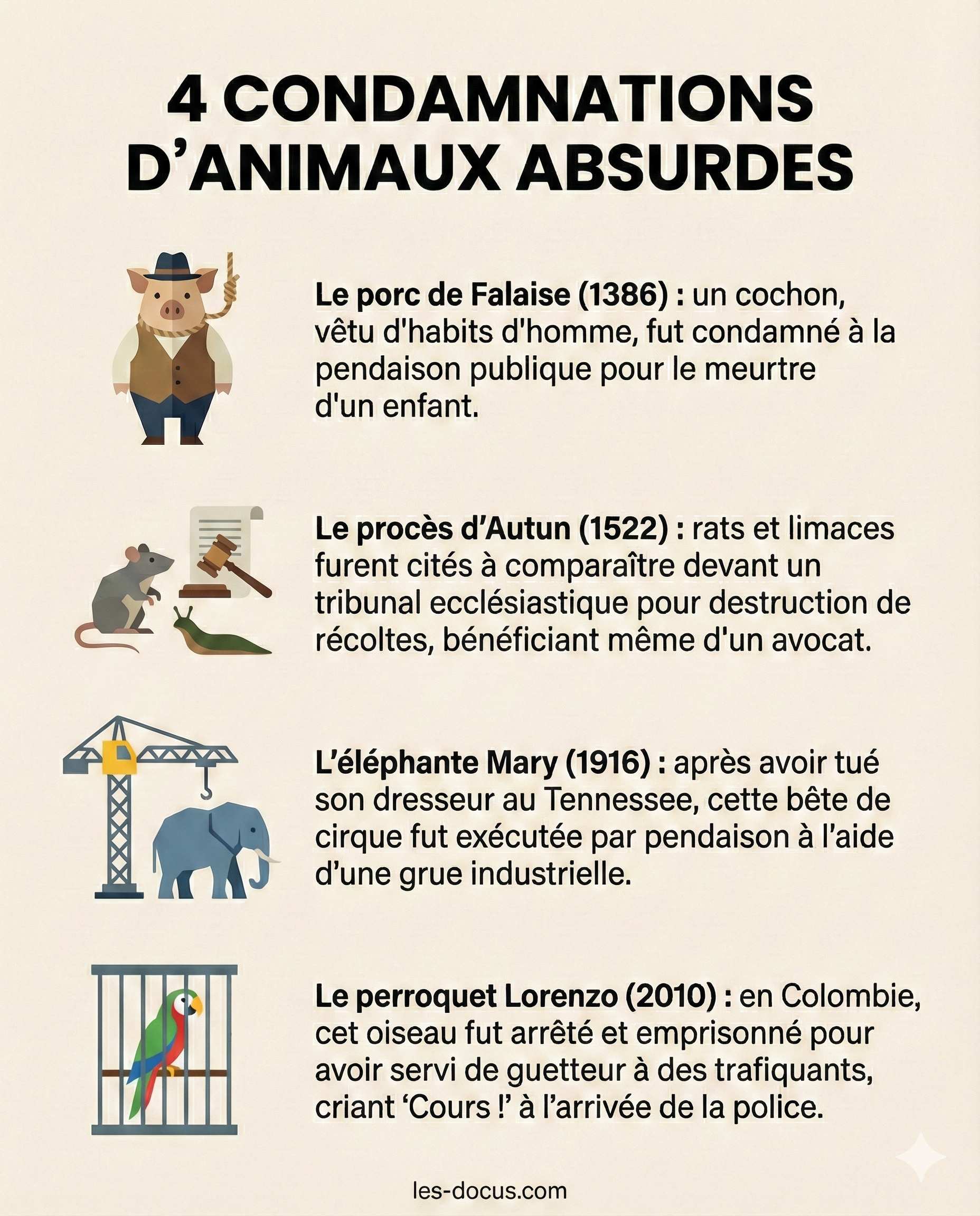 4 condamnations d&rsquo;animaux absurdes