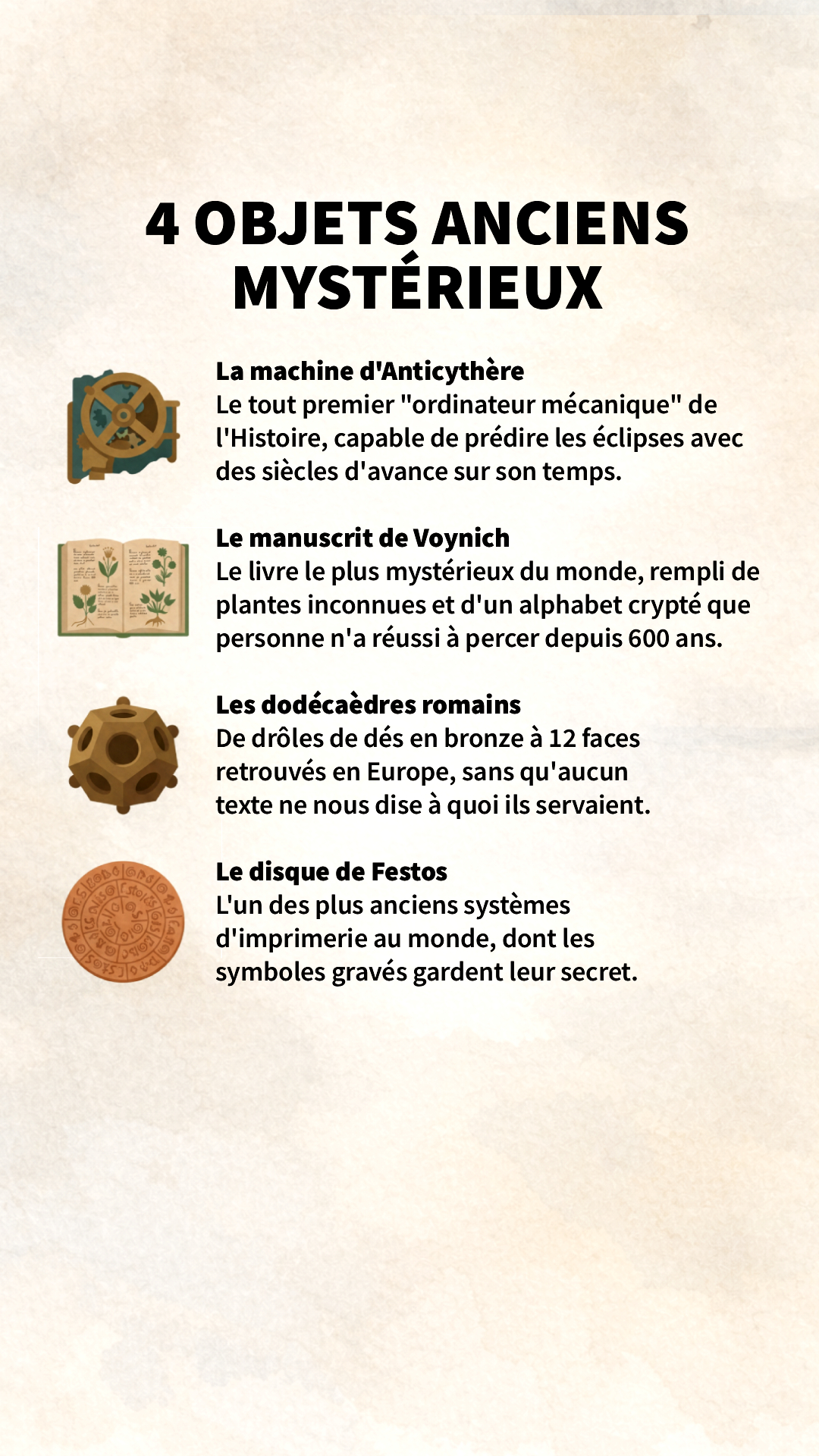 4 objets anciens myst&eacute;rieux